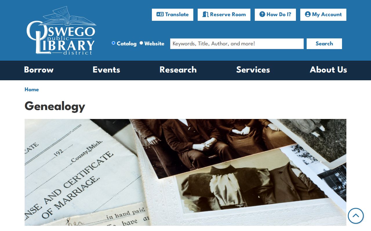 Oswego Public Library genealogy resources serving Montgomery researchers